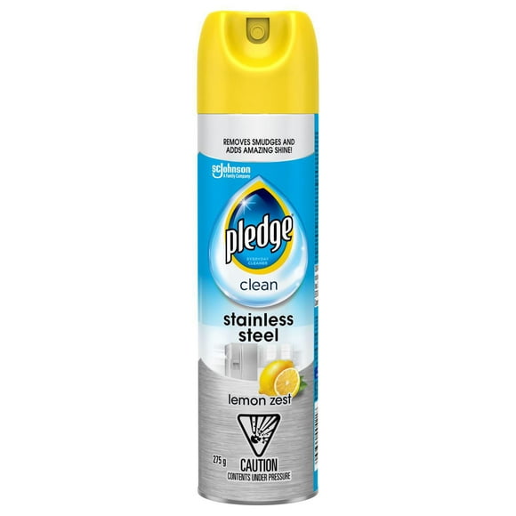 Pledge Stainless Steel Cleaner and Polish, Lemon Zest Scent, 275g