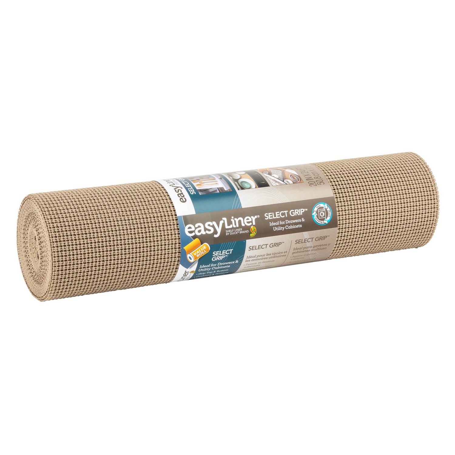 12-Inch x 20-Feet Duck Brand 1100731 Select Grip Easy Liner Non-Adhesive Shelf Liner Taupe 