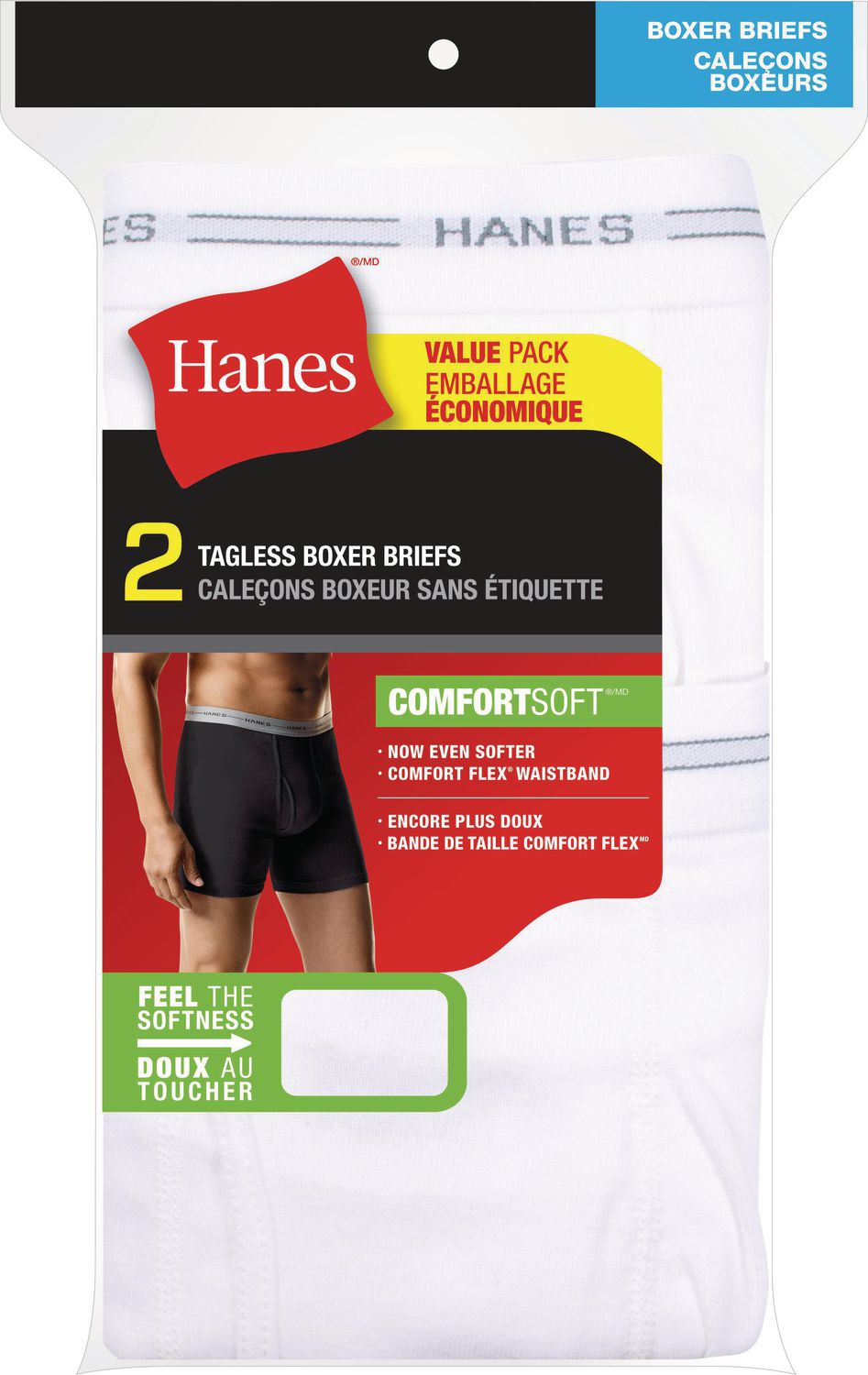 Hanes Men's 2 Pack Tagless Boxer Briefs with Comfort Flex Waistband 