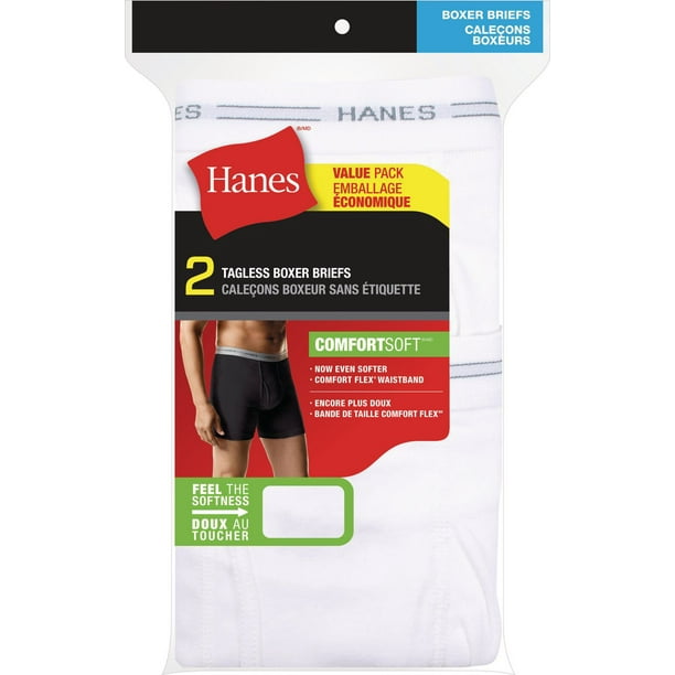 Hanes Men's 2 Pack Tagless Boxer Briefs with Comfort Flex Waistband ...