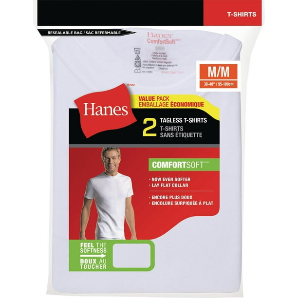 Hanes Men's 2 Pack FreshIQ Tagless Crewneck T-Shirts 