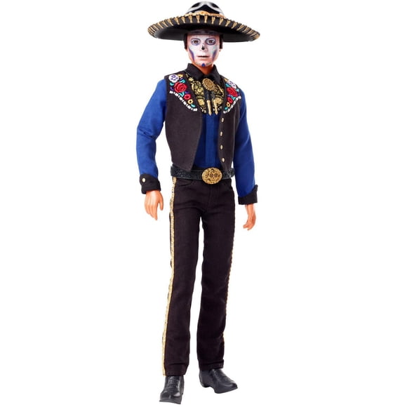 Poupée Barbie Ken Día de Muertos 2022, vêtue d’une chemise, d’une veste et d’un sombrero, avec maquillage au concept de crâne, cadeau pour les collectionneurs