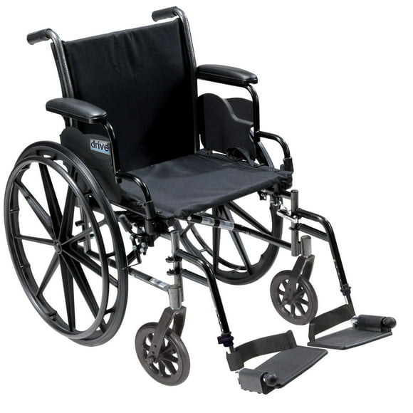Drive Medical Black Cruiser III Light Weight Wheelchair with Flip Back Removable Arms, Desk Arms, Swing away Footrests, 20" Seat
