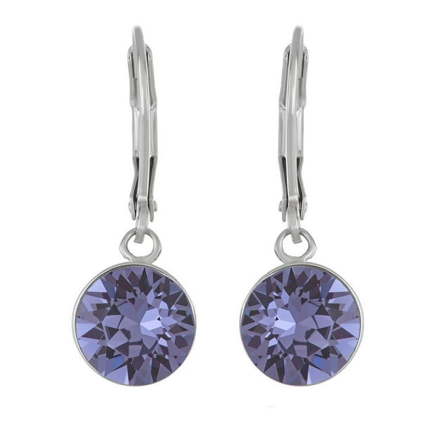 Pendants d'oreilles pour femmes avec cristaux violets