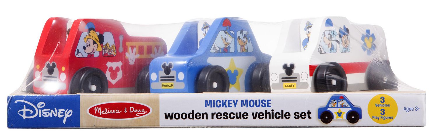 Melissa & Doug Disney Mickey Mouse Wooden Police Car & Police Station Set