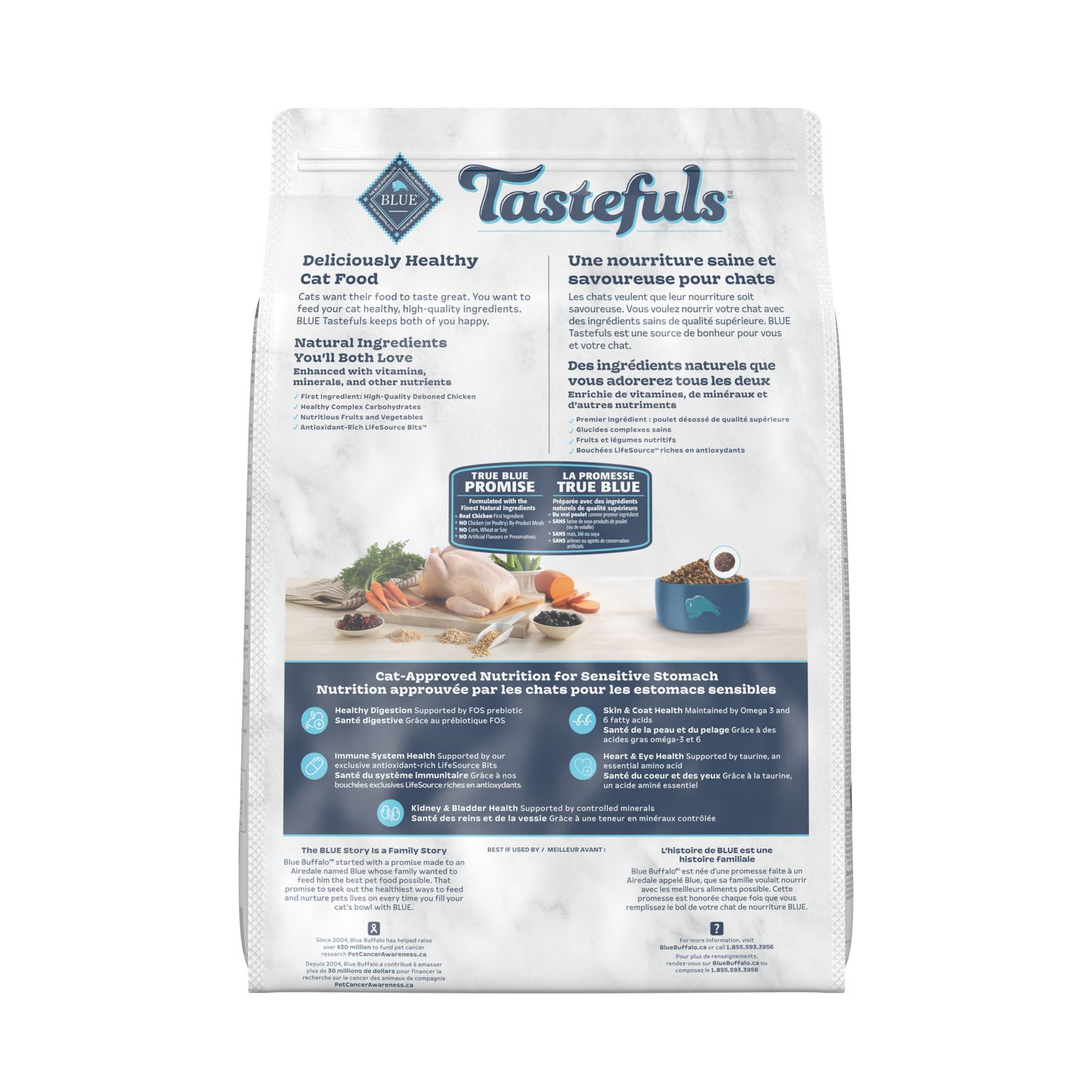 BLUE Tastefuls Adult Sensitive Stomach Natural Dry Cat Food 4.5kg