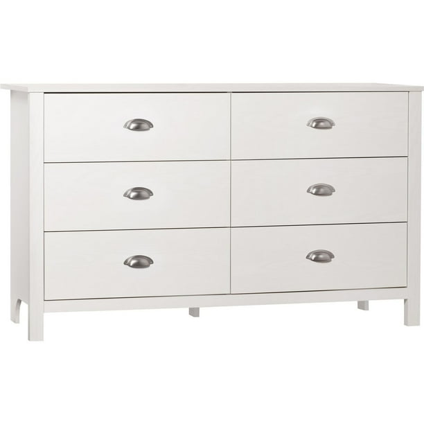 Kayla 6 Drawer Dresser, White 