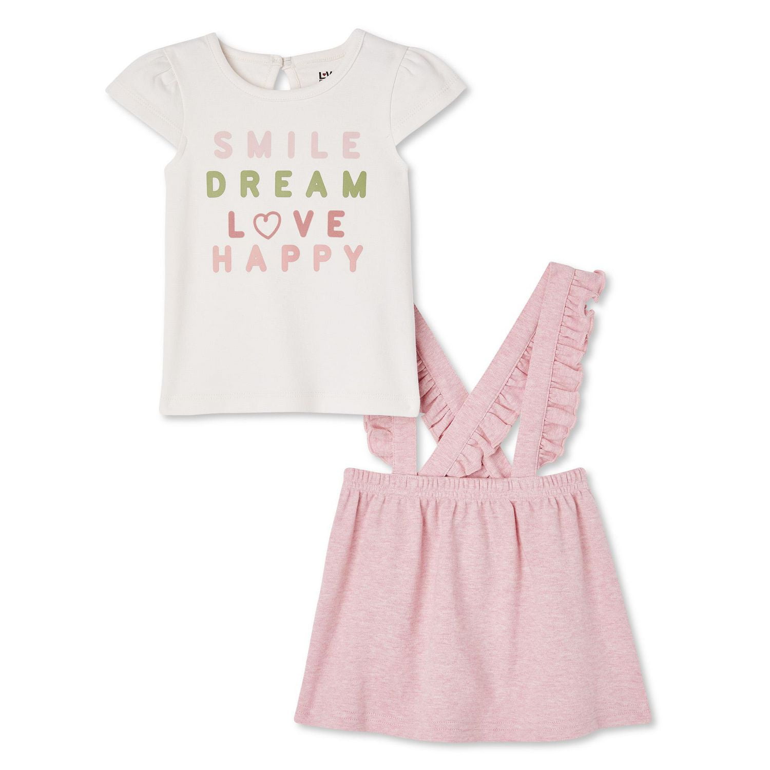 Ensemble 2 pièces avec jupe salopette en coton biologique LOVE Ellen DeGeneres pour bébés filles