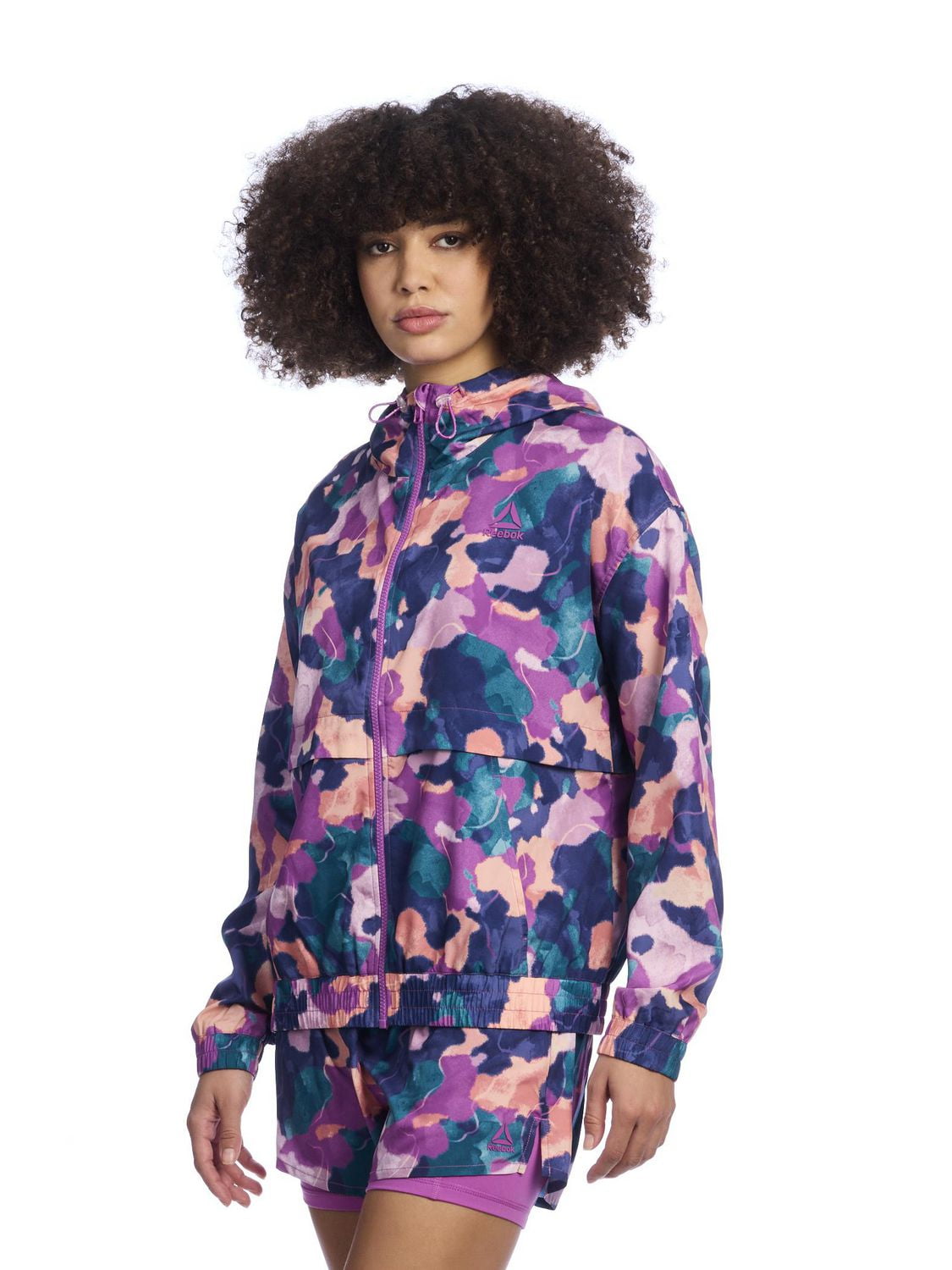 Reebok Women’s Reflex Full-Zip Printed Jacket With Pockets