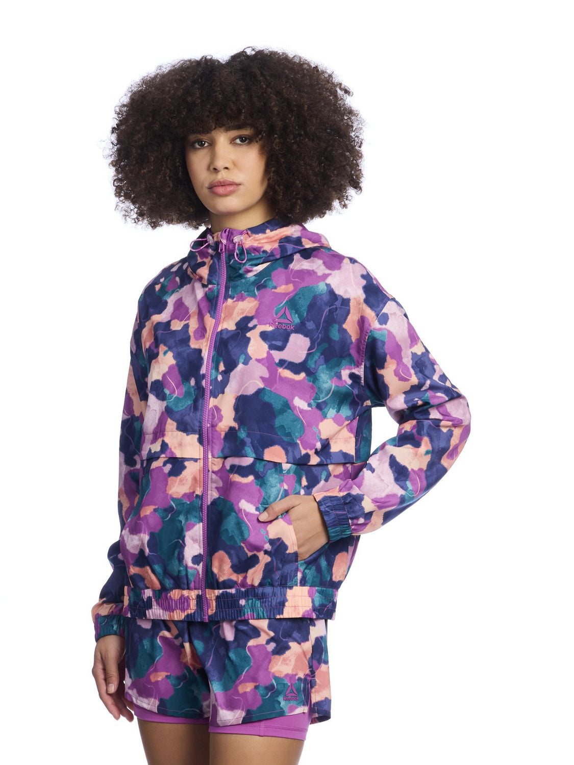 Reebok Women’s Reflex Full-Zip Printed Jacket With Pockets