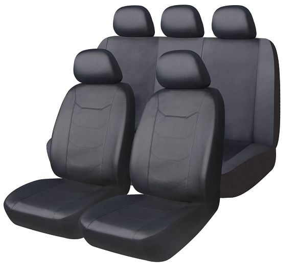 AUTO DRIVE 3-PIECE Faux Leather Car Seat Cover Full Set For Front