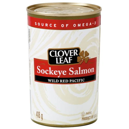Saumon sockeye Clover Leaf 418g Saumon rouge du Pacifique est très apprécié pour sa couleur rouge foncé, sa texture ferme et sa saveur riche