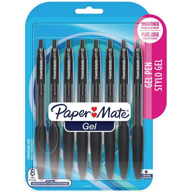 Paper Mate Gel Pens, Medium 0,7mm, Black, 8Count Walmart.ca