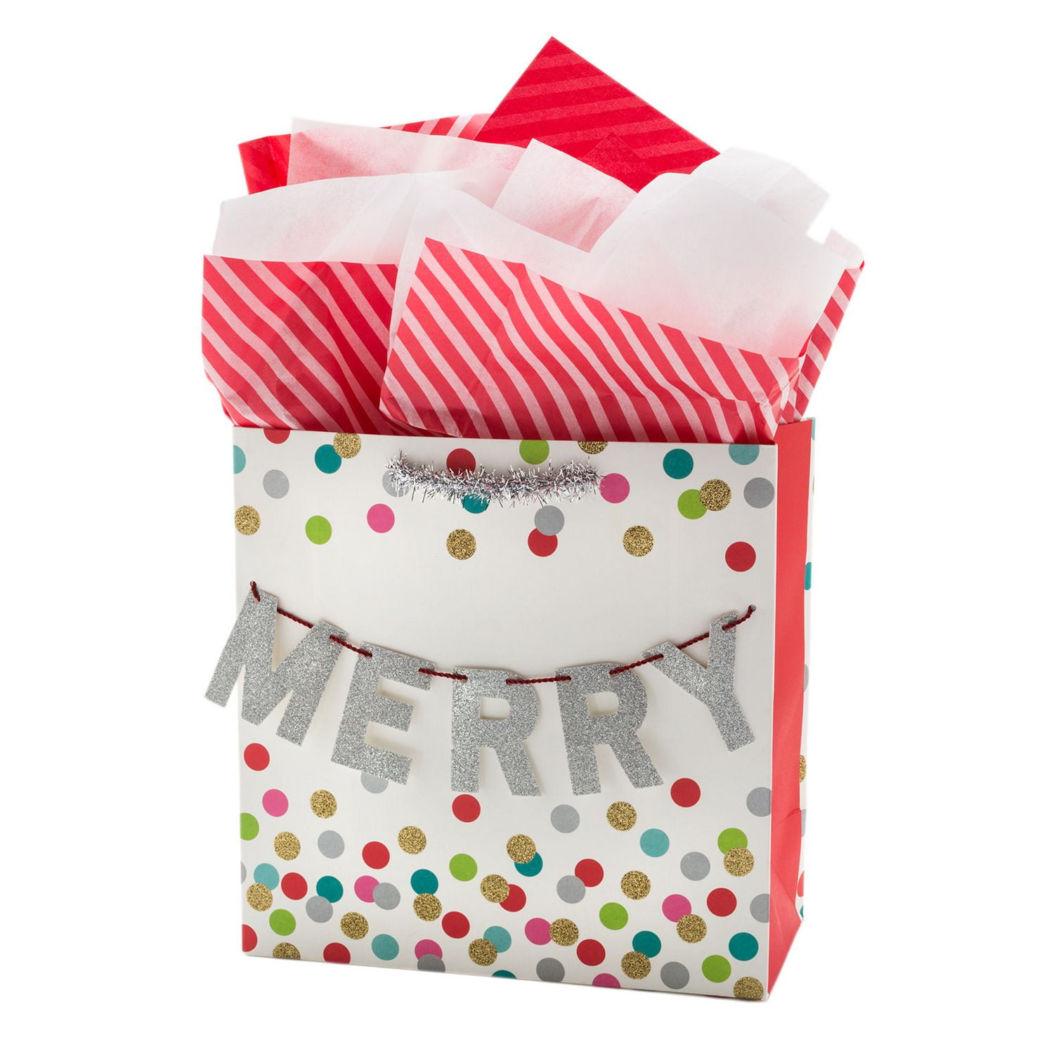Hallmark Signature Large Christmas Gift Bag with Tissue Paper (White