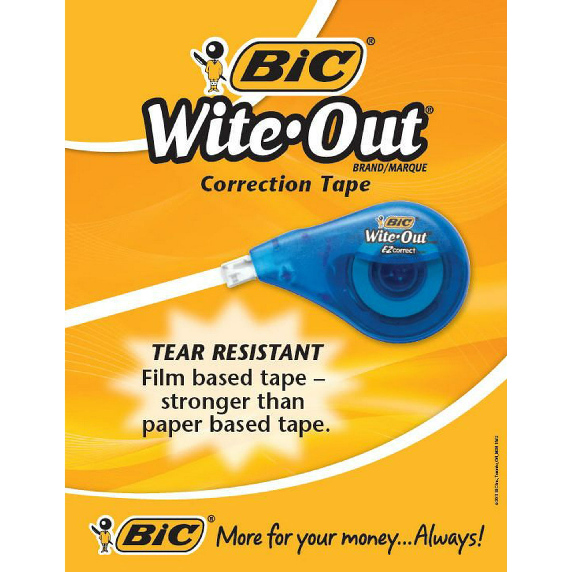 BIC White-Out Brand EZ Correct Correction Tape, 4 Count NEW