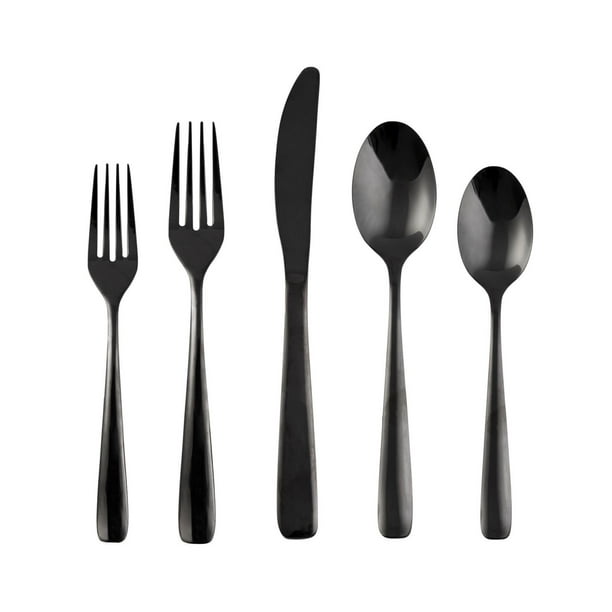 Emma Brushed Black Flatware- 20 PC Set — Myrtle & Rum