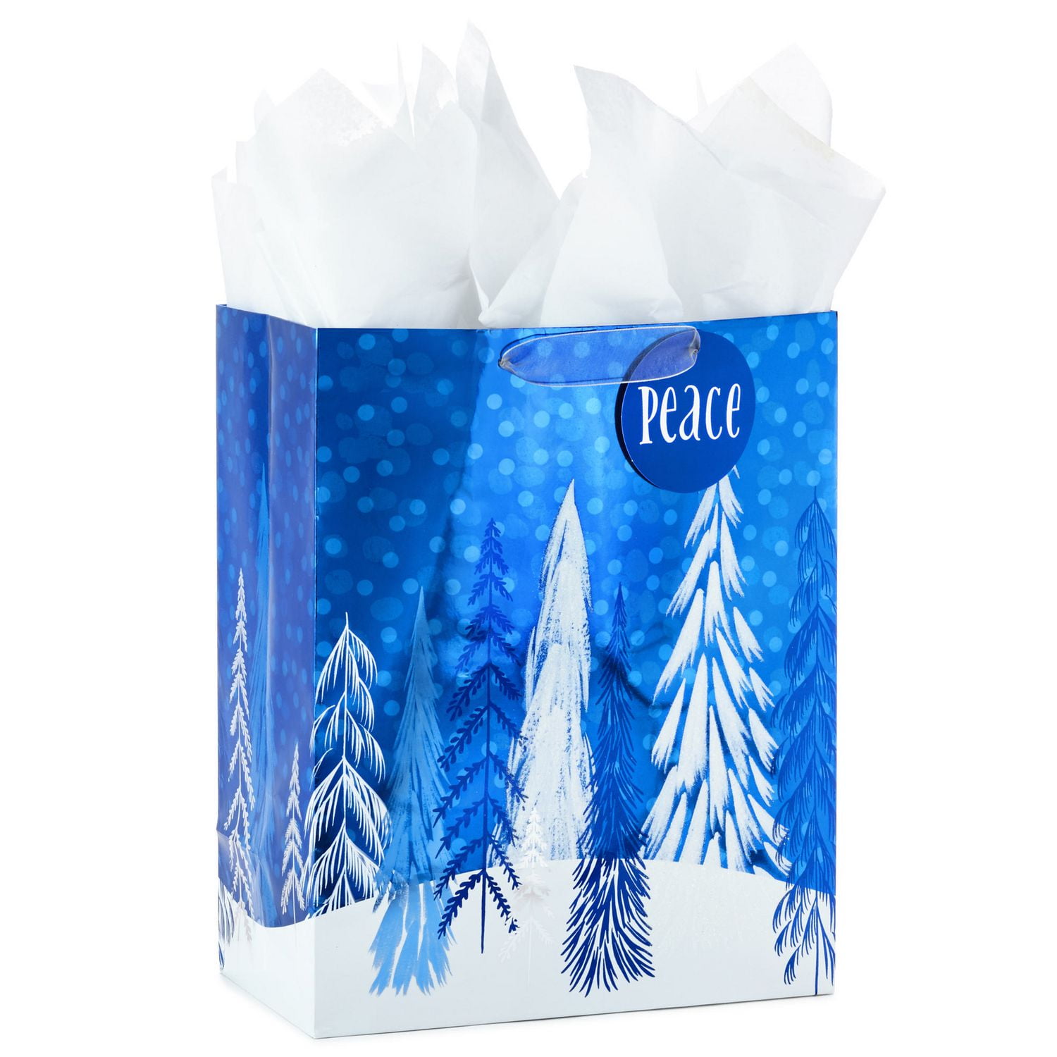 Hallmark Large Holiday Gift Bag with Tissue Paper (Blue Trees Peace) Walmart Canada