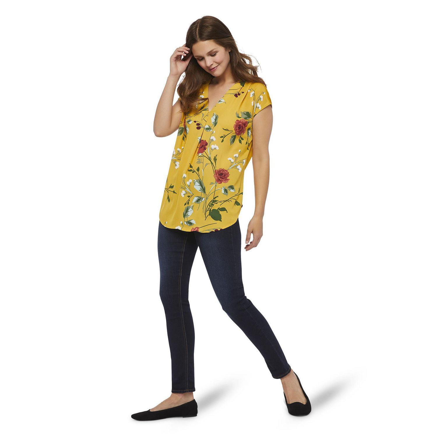 Haut plissé avec encolure en V George pour femmes