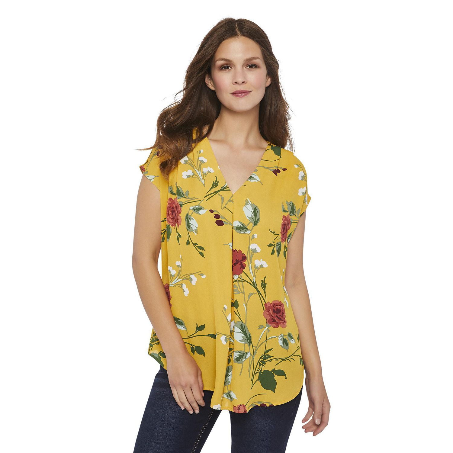 George Women's Pleated V-Neck Top