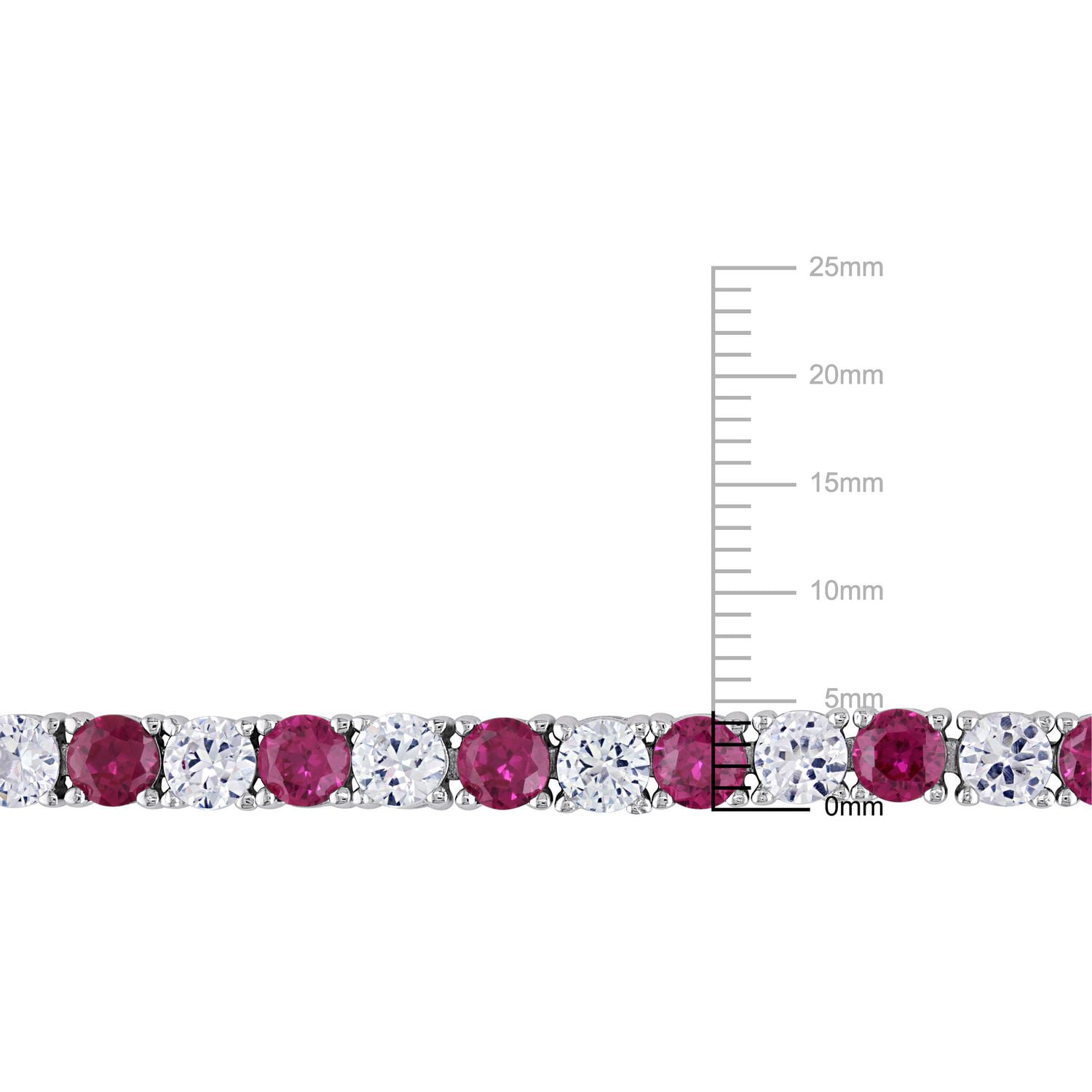 Tangelo 14-1/2 Carat T.G.W. Created Ruby and White Sapphire Sterling Silver Tennis Bracelet, 7.25"