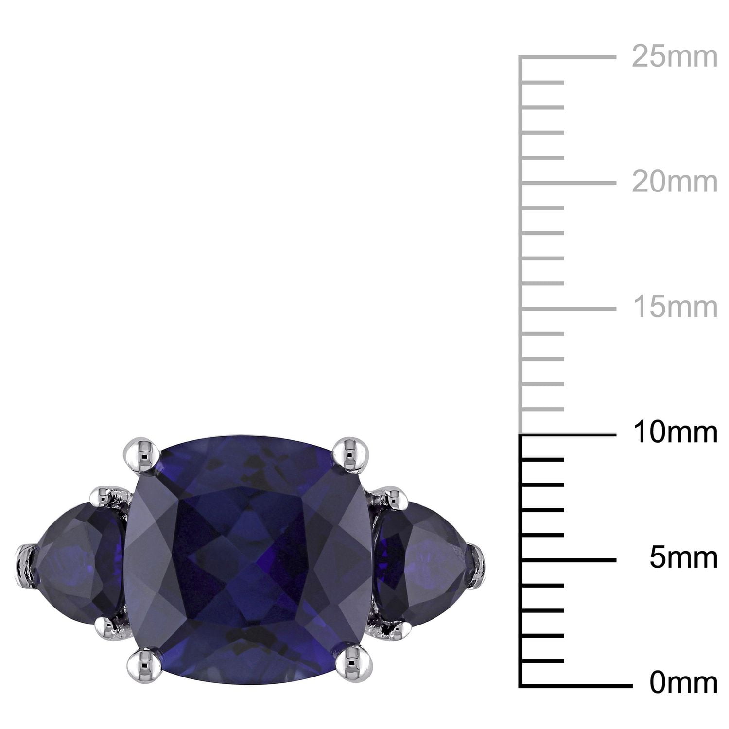 Bague à trois pierres Tangelo avec saphirs bleus synthétiques 7-1/10 CT PBT en argent sterling