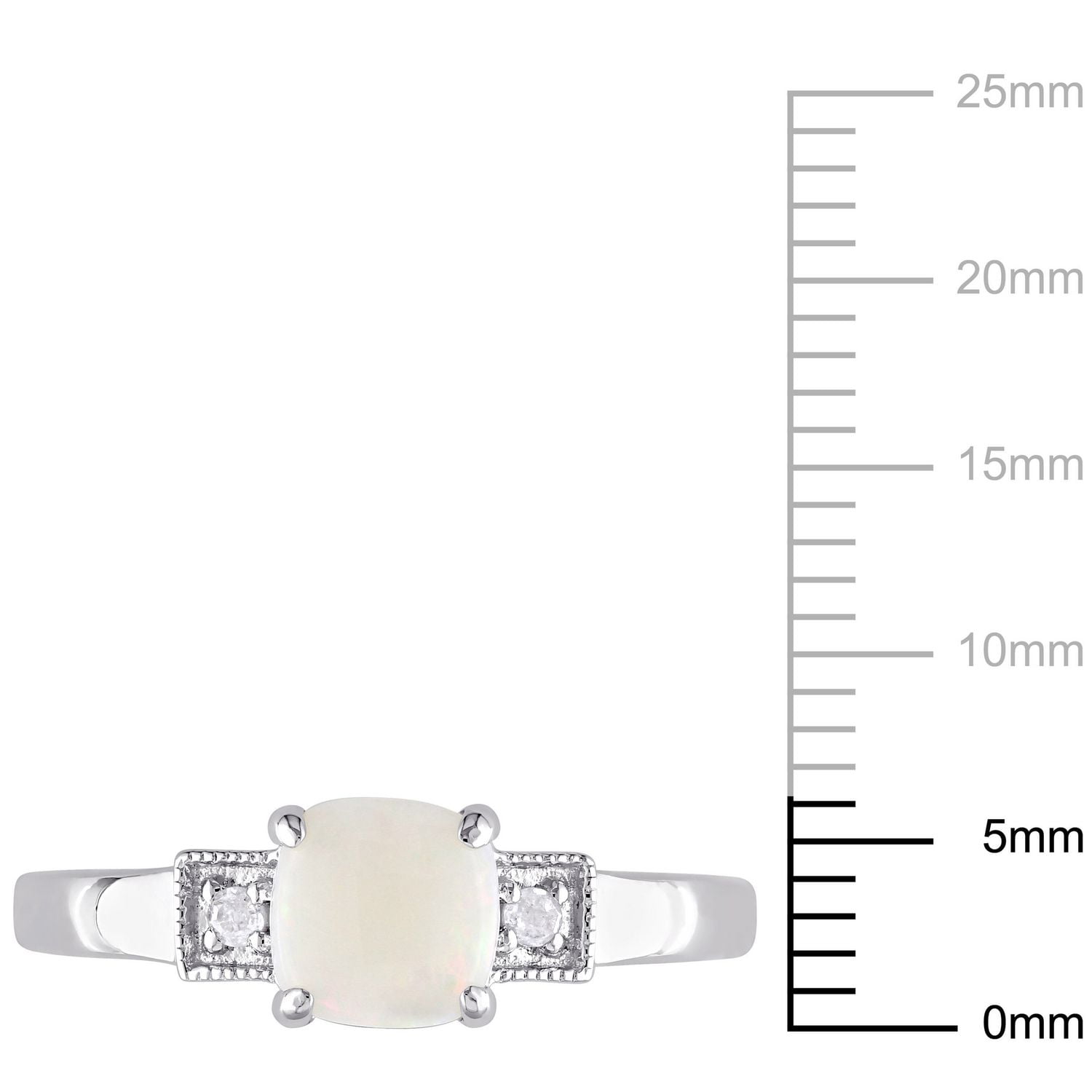 Tangelo 1/2 Carat T.G.W. Opal and Diamond-Accent Sterling Silver Three Stone Ring