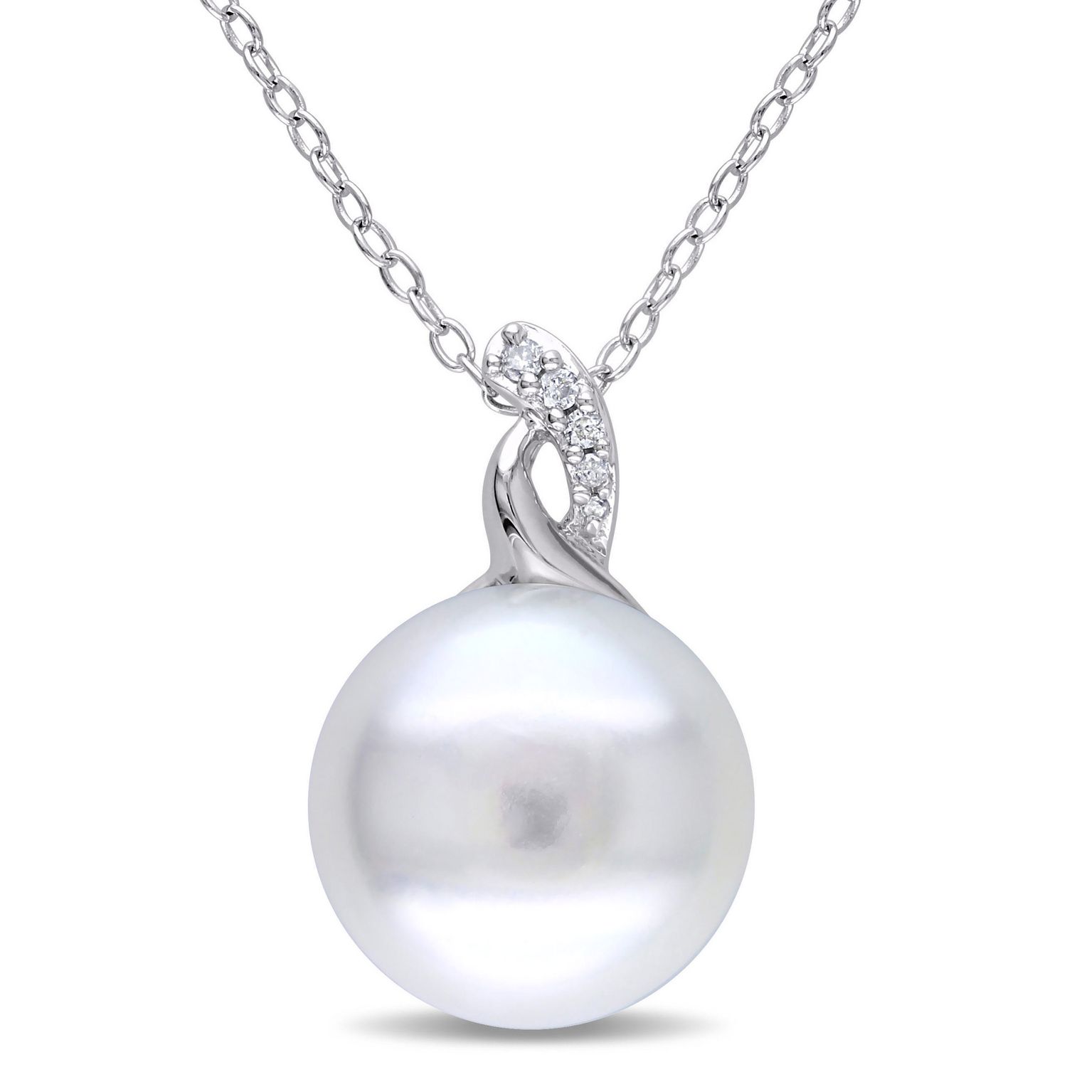 Miabella 12-12.5mm Cultured Freshwater Pearl And Diamond-Accent ...