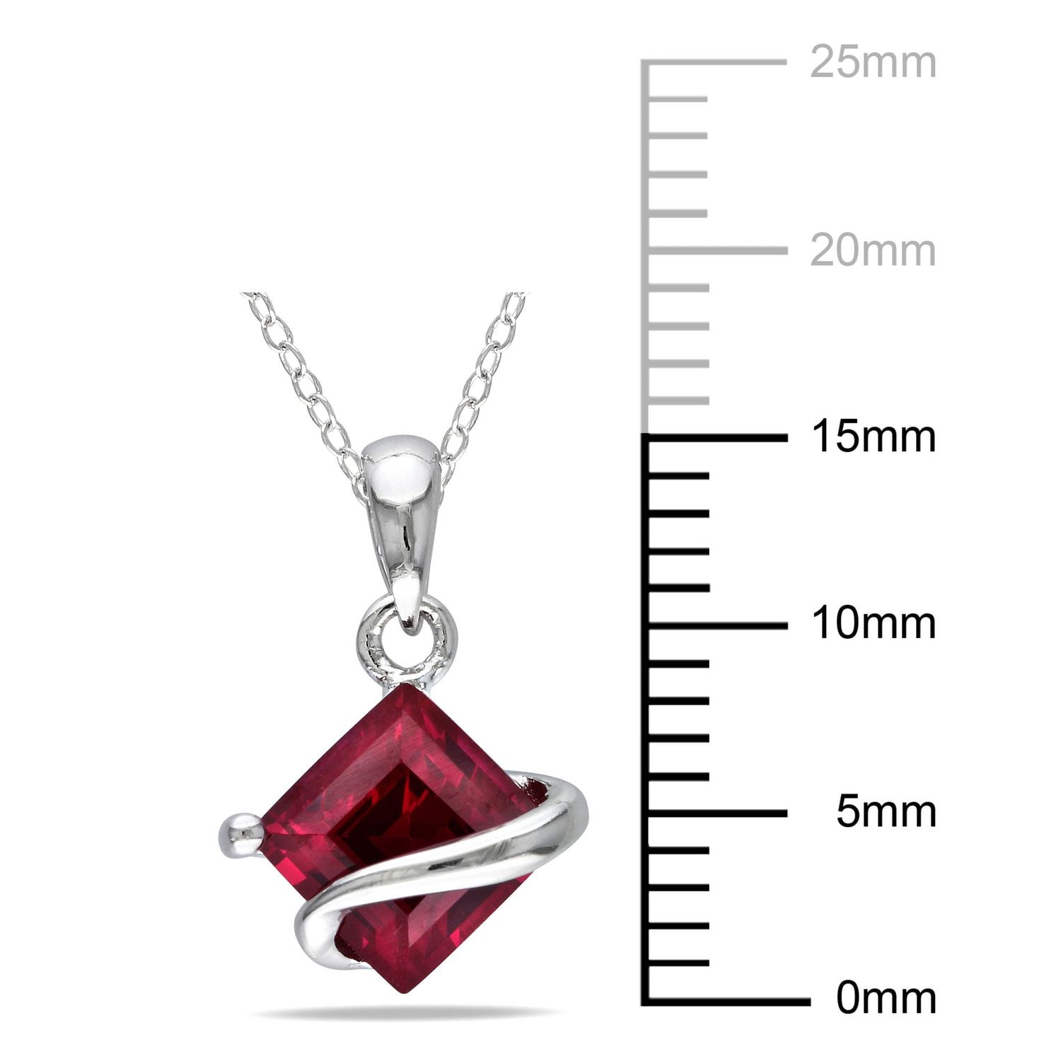 Pendentif solitaire Tangelo avec rubis synthétique 1-1/2 CT PBT en argent sterling, 18 po