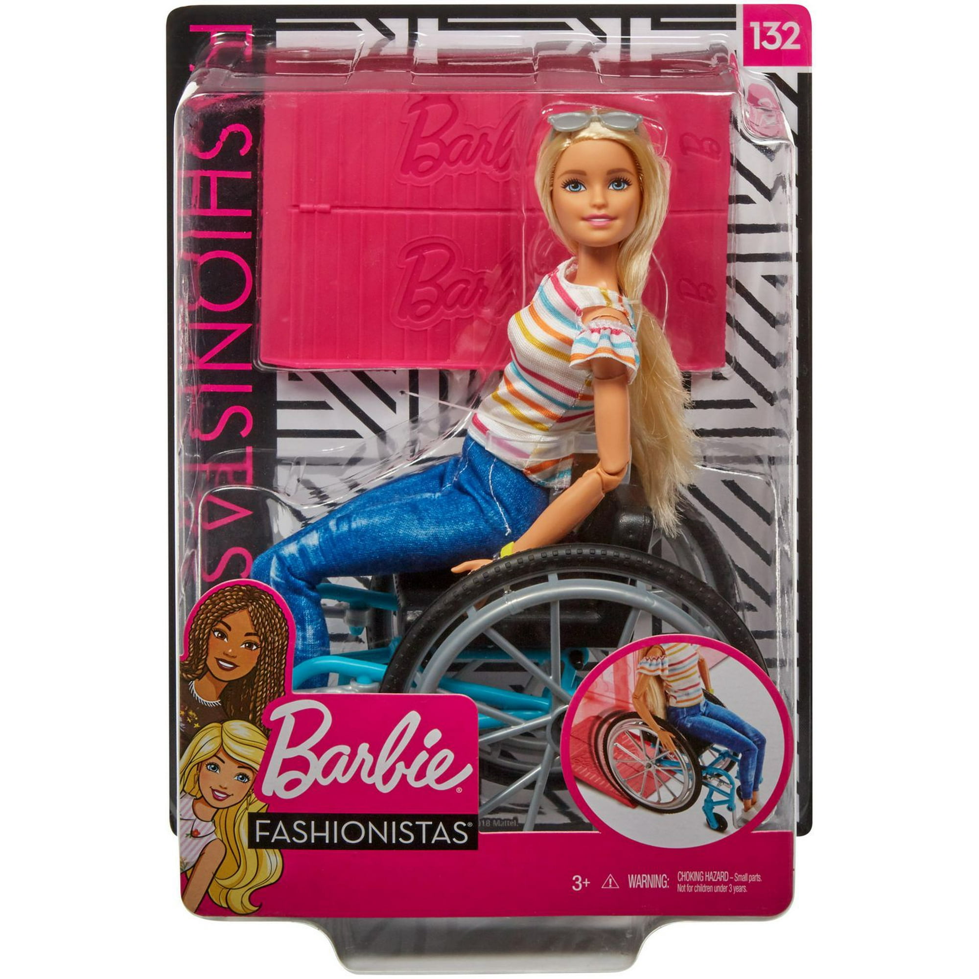 Barbie Fashionistas Doll 132, Blonde with Wheelchair and Ramp