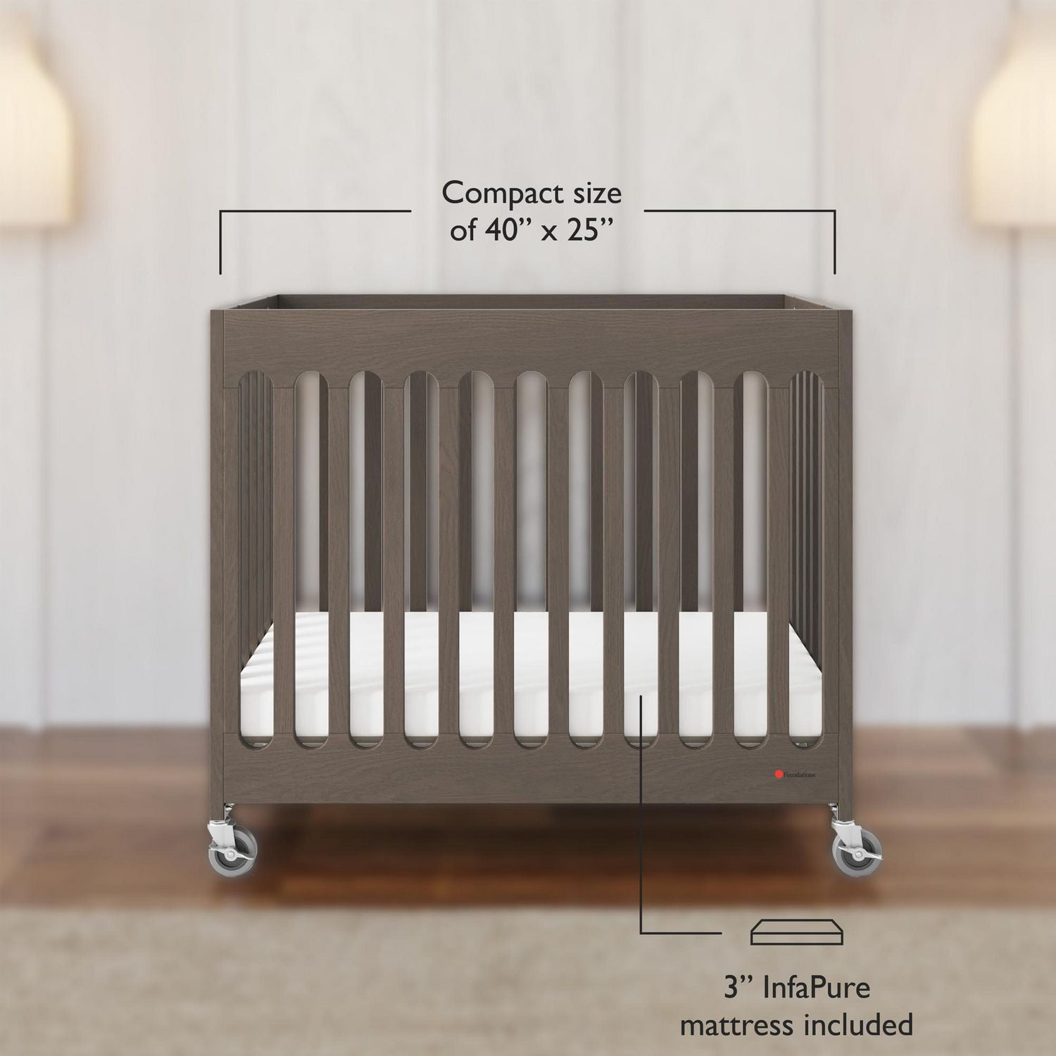 Boutique Compact Folding Mini Crib Gray