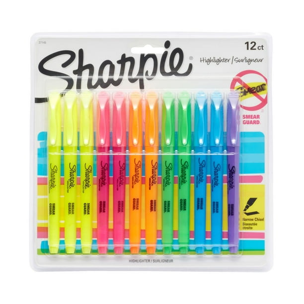 SHARPIE Pocket Style Highlighters Assorted Chisel Tip Pens, 12 Pack