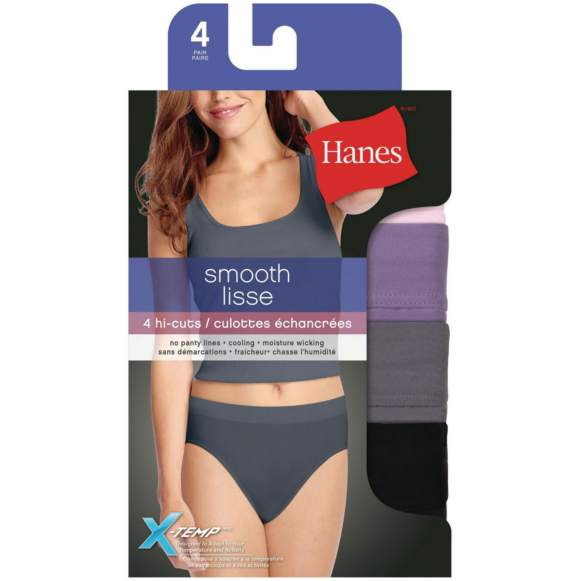 Hanes Women's Hi-Cut 4 Pack, Sizes Small - 2X Large 