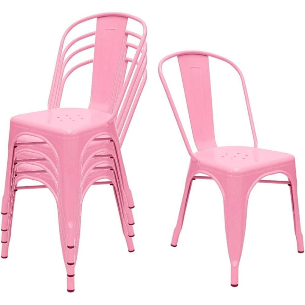 Heavenly Collection Light Pink Metal Chair Armless Dining Chair Metal Dining Chair Stackable Chair Indoor Outdoor Chair Kitchen Chair Patio