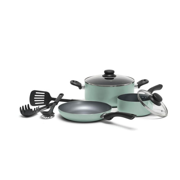 Starbasix 8-Piece Non-Stick Cookware Set, with tempered glass lids - Sage