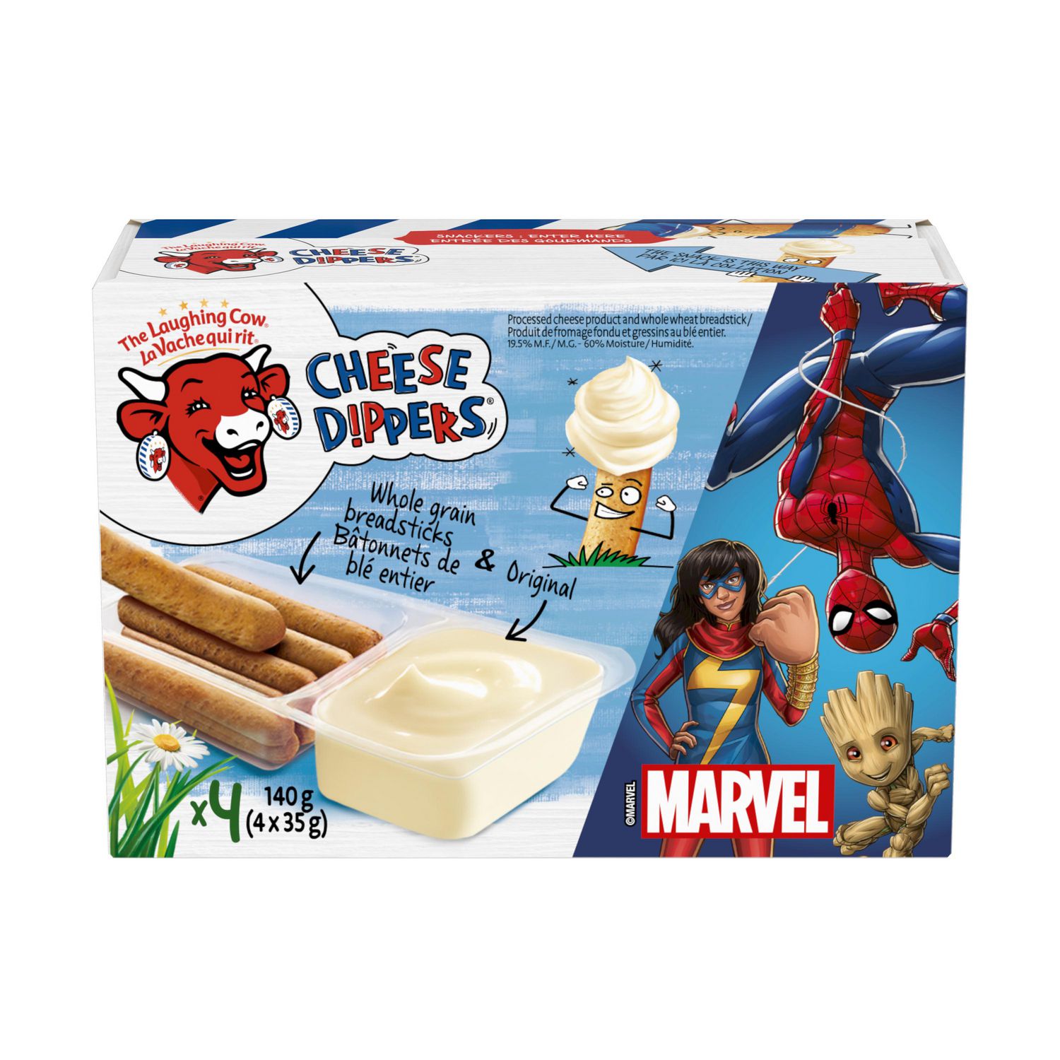 The Laughing Cow Cheese Dippers Original with wholegrain breadsticks x4