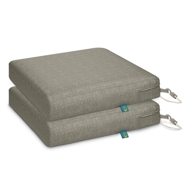 Duck Covers Weekend Water-Resistant 17 x 17 x 3 Inch Outdoor Dining Seat Cushion, Moon Rock, 2-Pack