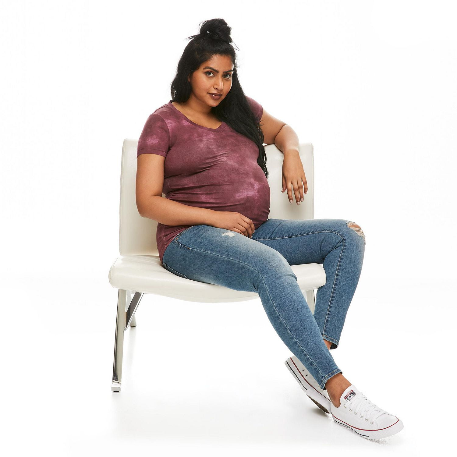 Paisley Sky Maternity Basic V-Neckline Tee
