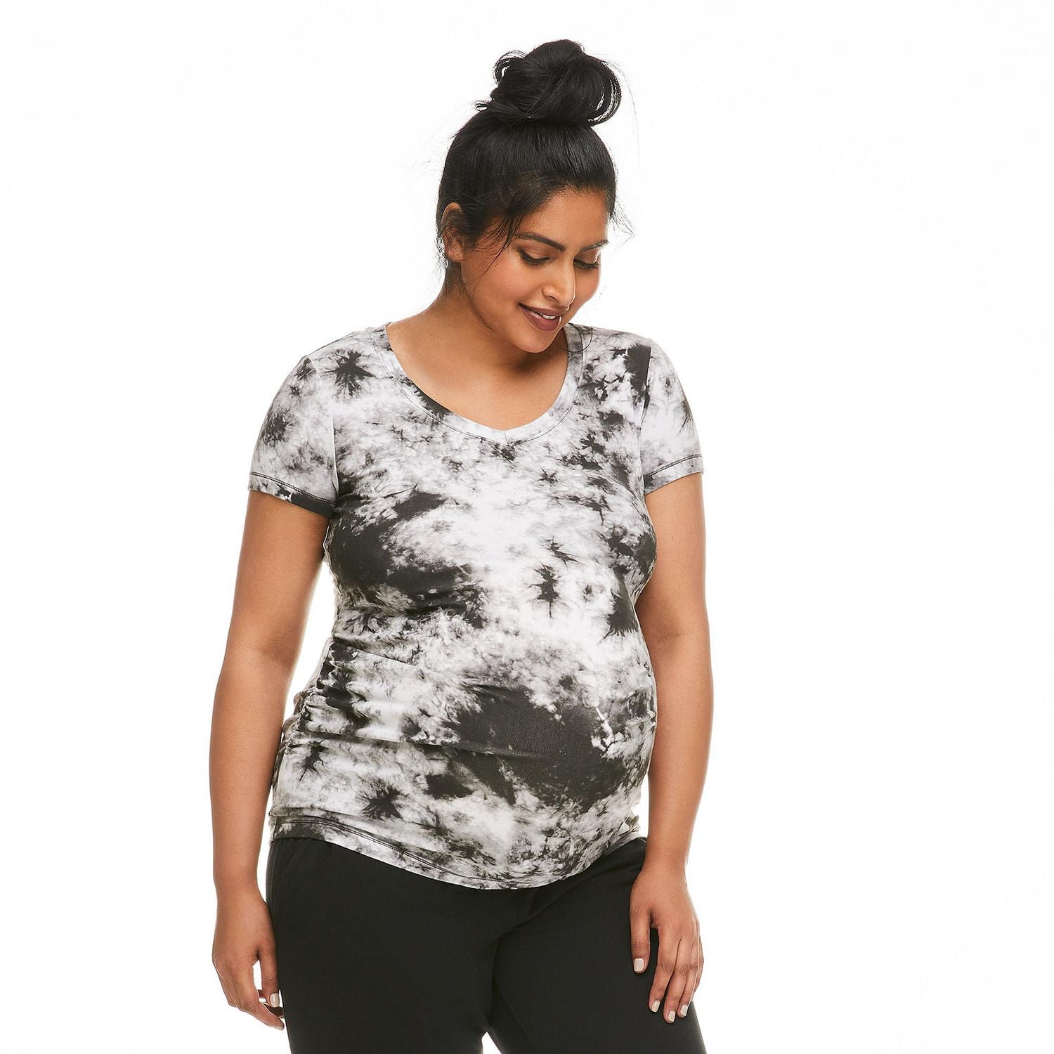 T-shirt à manches courtes avec encolure en V Paisley Sky Maternité Tailles P-TTG