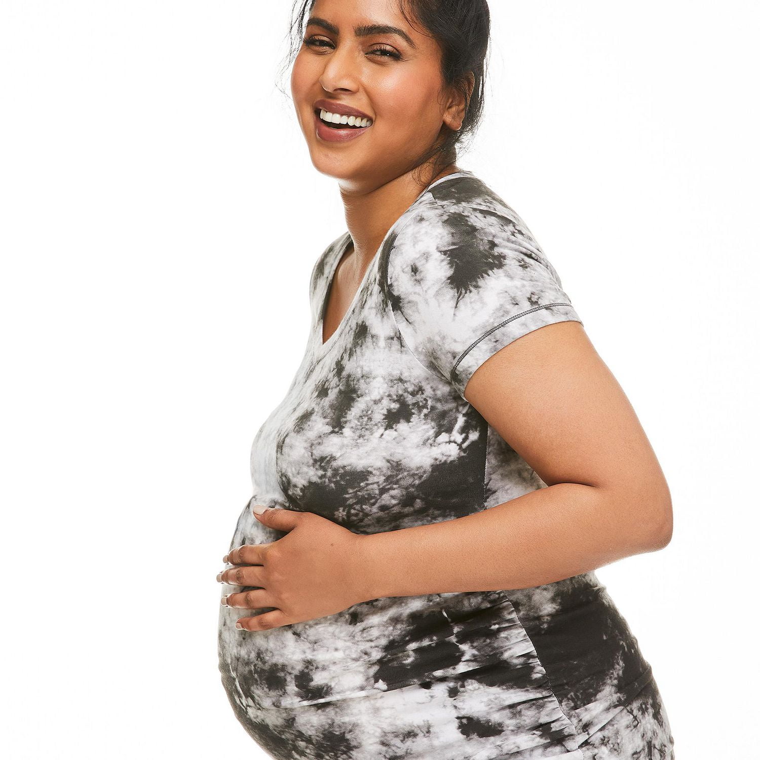 T-shirt à manches courtes avec encolure en V Paisley Sky Maternité Tailles P-TTG