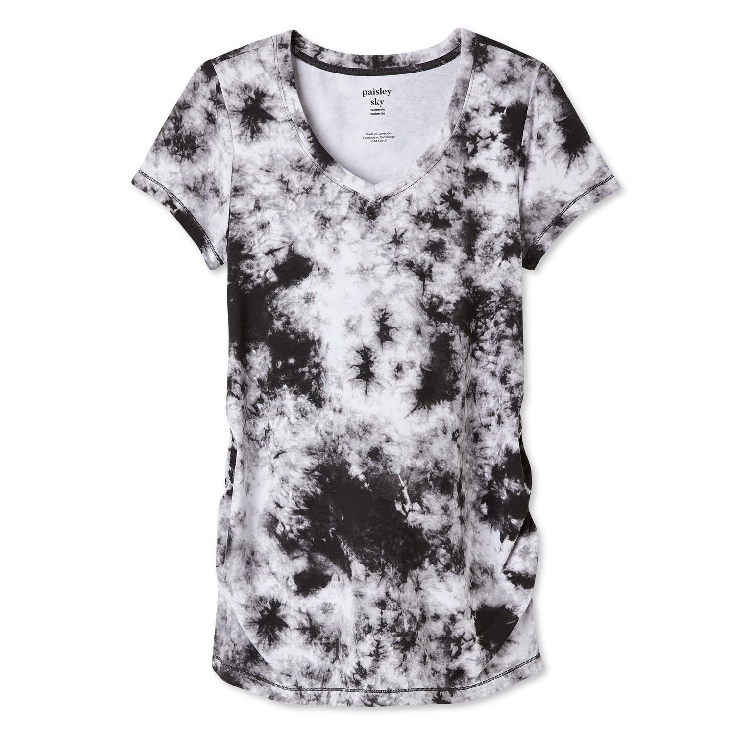 T-shirt à manches courtes avec encolure en V Paisley Sky Maternité Tailles P-TTG