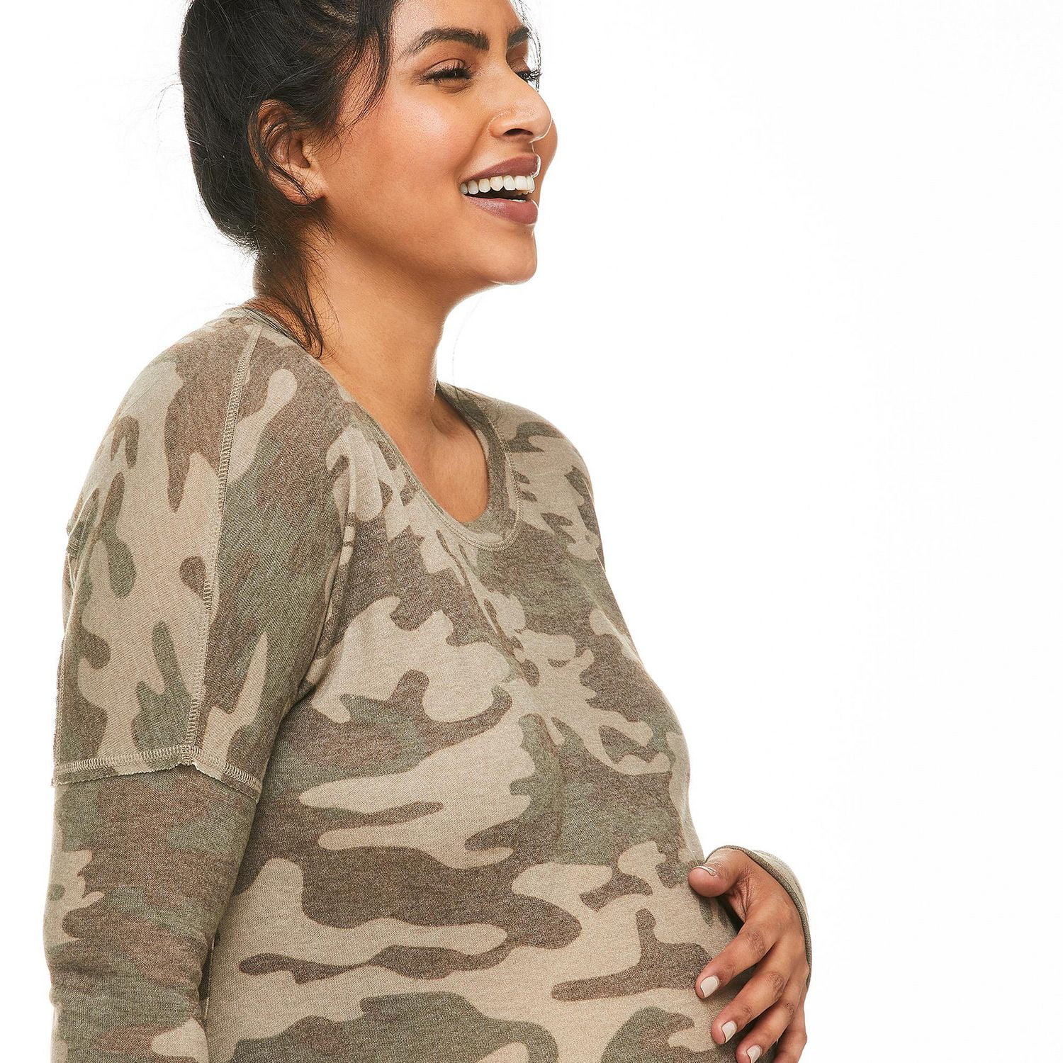 Haut surdimensionné avec ourlet court-long Paisley Sky Maternité