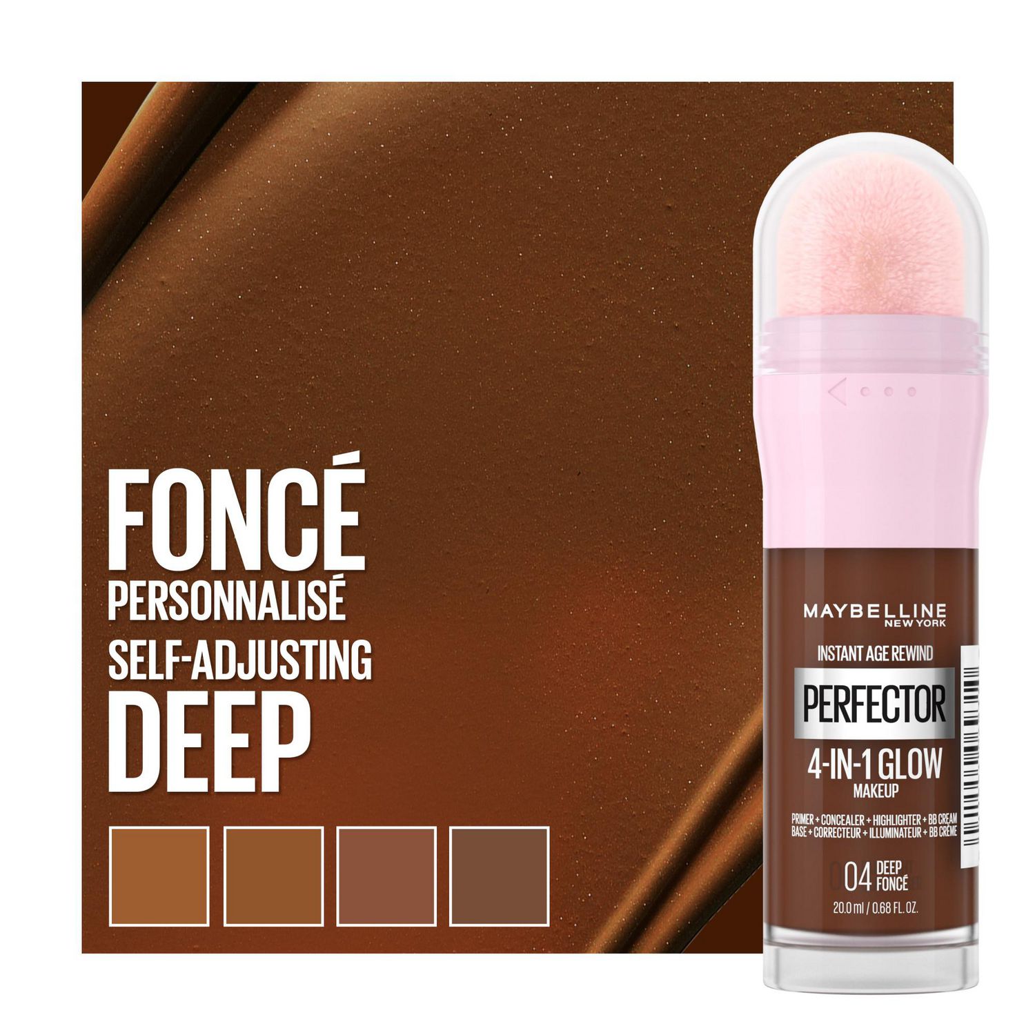 a　Maybelline　glow　Medium-Deep　New　Warm,　Instant　Rewind®　York　Face　Makeup,　makeup　perfected　Instant　for　Age　Makeup　4-in-1　Glow　Perfector　-In-1　look.