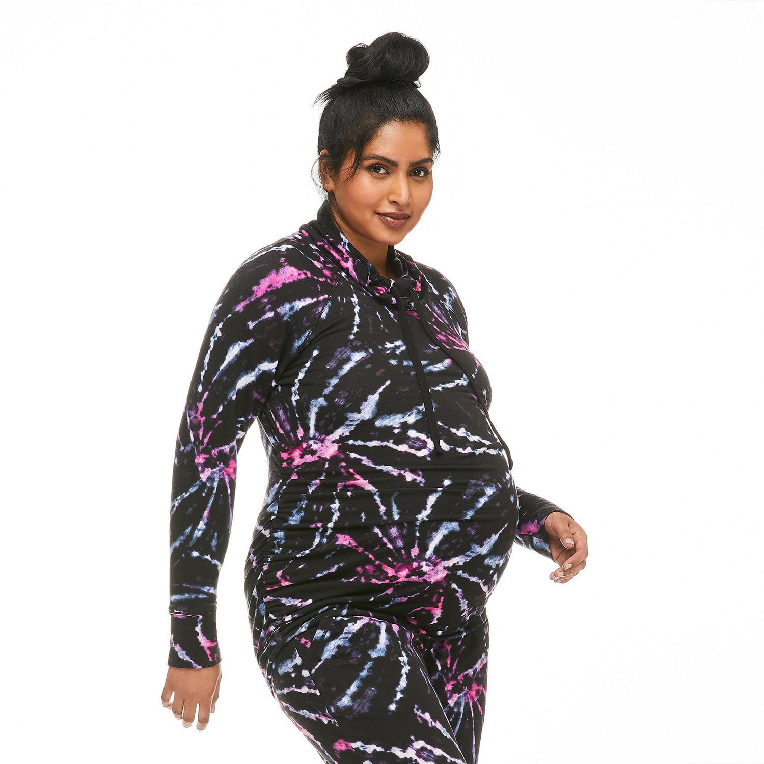 Paisley Sky Maternity Cowl Neckline Sweatshirt