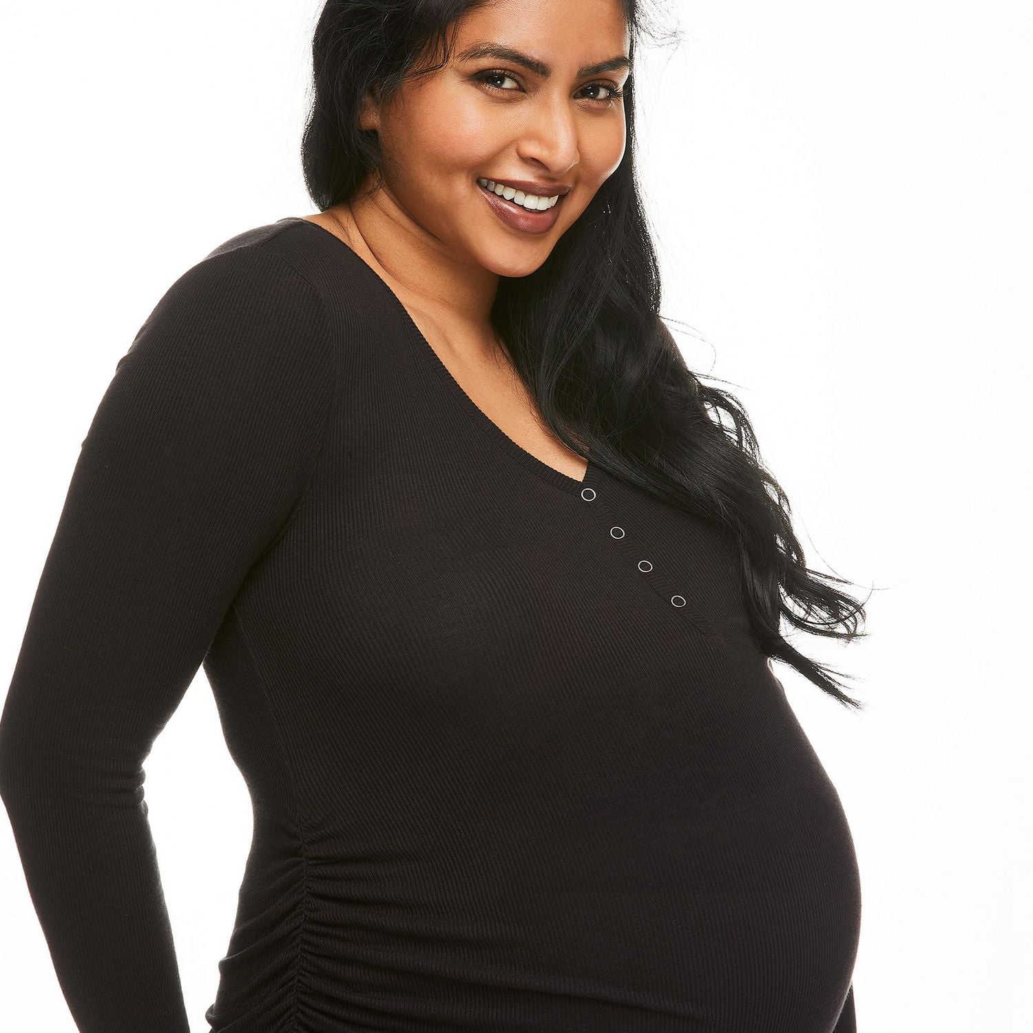 Paisley Sky Maternity Long Sleeve Henley Tee