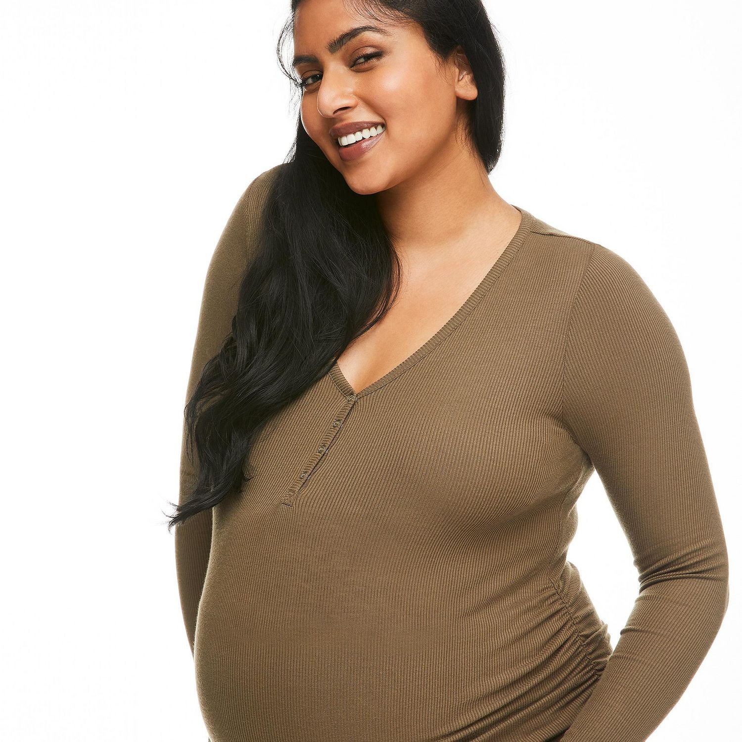 Paisley Sky Maternity Long Sleeve Henley Tee