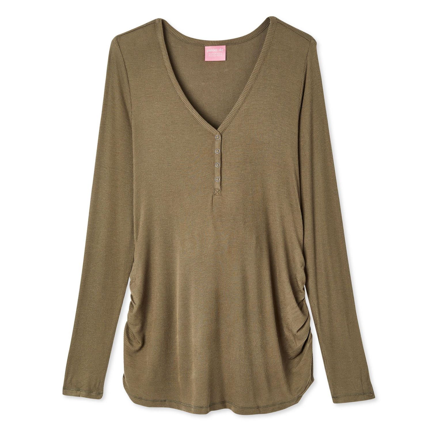 Paisley Sky Maternity Long Sleeve Henley Tee