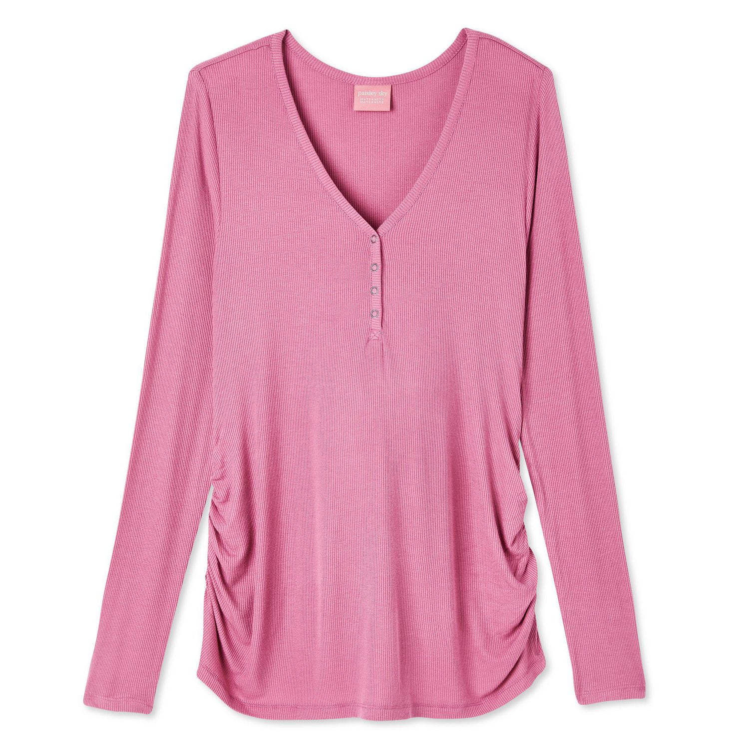 Paisley Sky Maternity Long Sleeve Henley Tee