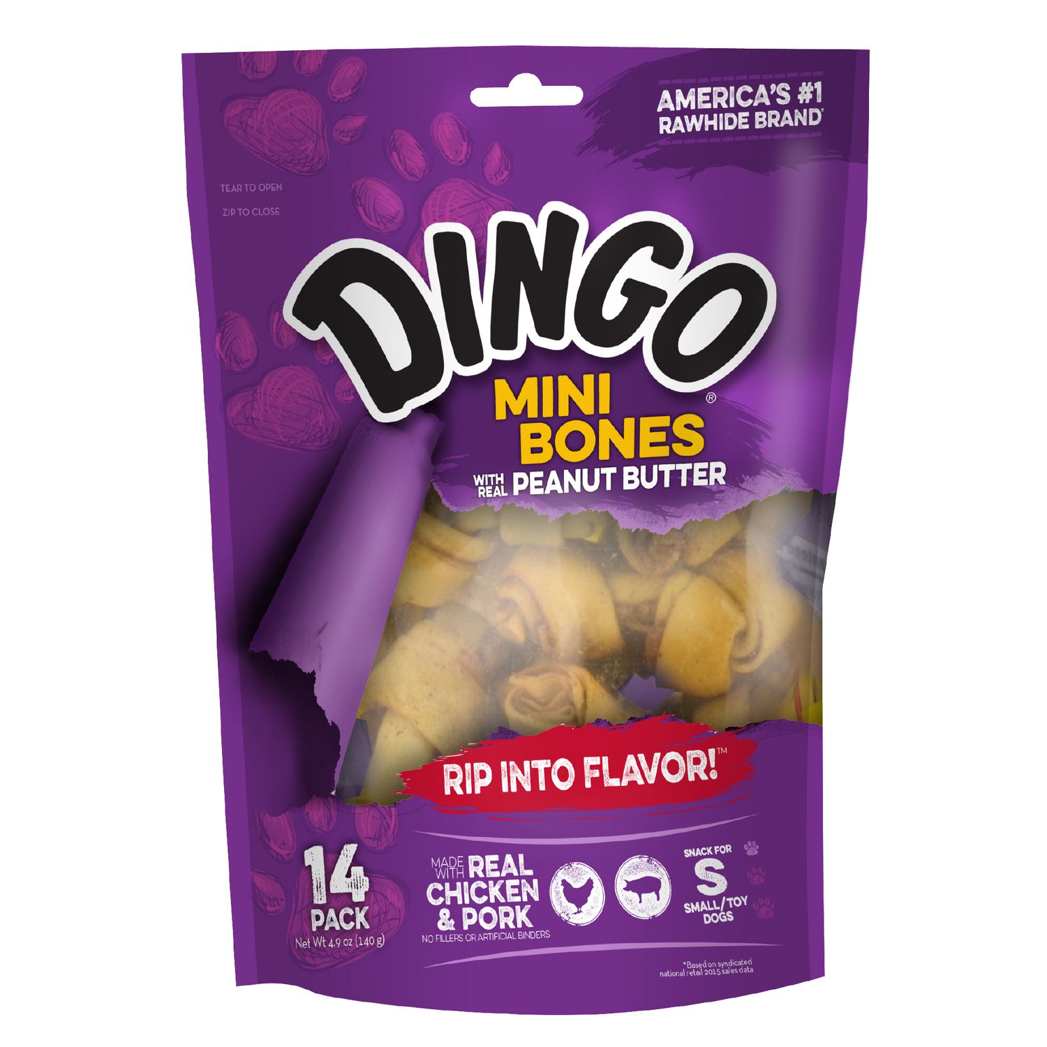 Mini-os à mâcher Dingo en cuir brut, paquet de 14 Mini-os à mâcher Dingo 