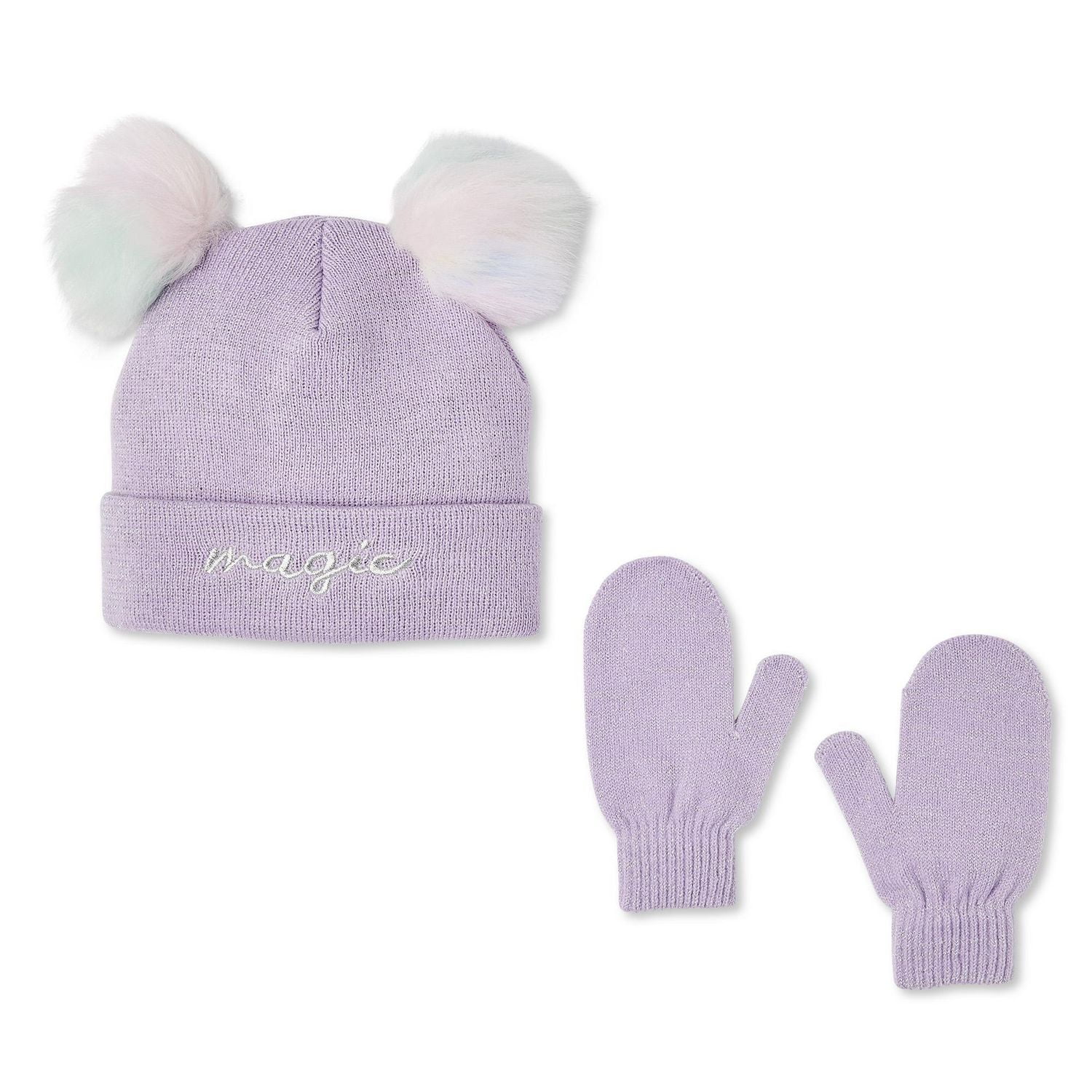 George Toddler Girls' Cuff Lurex Beanie and Mitts Set