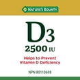 thumbnail image 2 of NATURE'S BOUNTY Vitamin D3, 2500 IU, Helps To Prevent Vitamin D Deficiency, Gluten-free, Dairy-free, Adults 18 And Older, 300 Softgels, 2 of 6